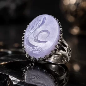 انگشتر عقیق سوسنی با رکاب نقره و حکاکی جانسوز «مظلوم علی (ع)» کد 7278