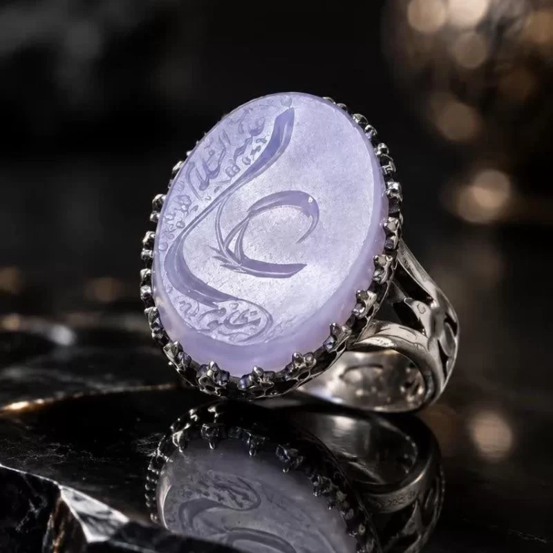 انگشتر عقیق سوسنی با رکاب نقره و حکاکی جانسوز «مظلوم علی (ع)» کد 7278
