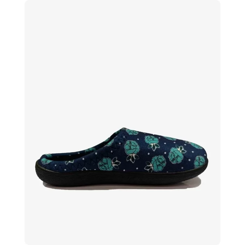 دمپایی روفرشی عروسکی طرح گزر مدل گل زمینه سرمه ای 7