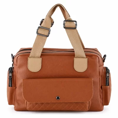 کیف دستی زنانه چرم مصنوعی عسلی کد 5709