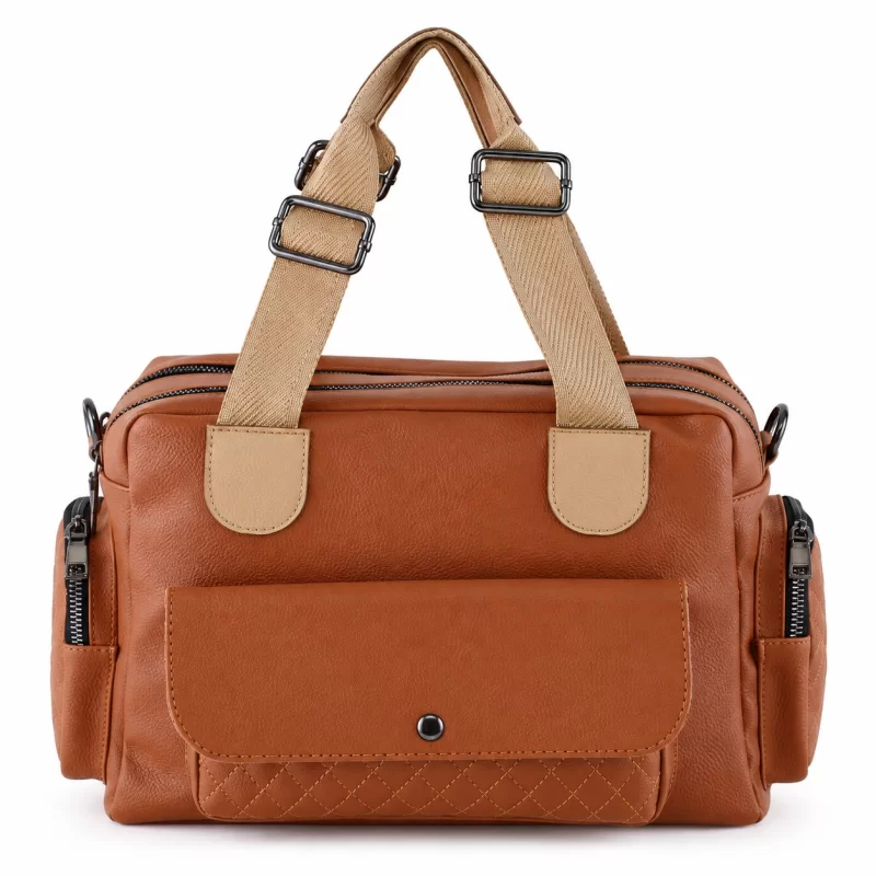 کیف دستی زنانه چرم مصنوعی کد 5709 عسلی