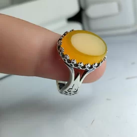 انگشتر عقیق زرد کد 7143