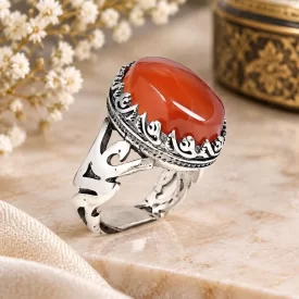 انگشتر نقره باسنگ عقیق یمن رکاب علی کد 7431