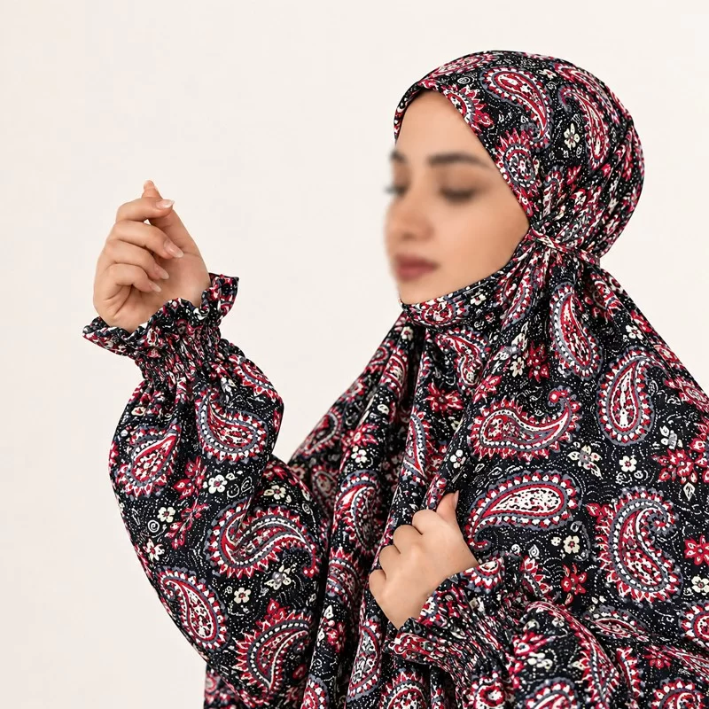 چادر نماز کدری مدل آستین دار طرح 2