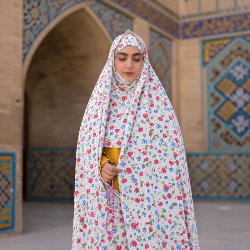 چادر نماز مقنعه سرخود سایز 170 طرح 4