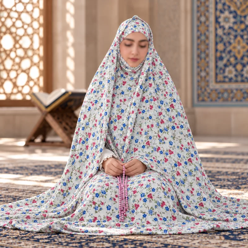 چادر نماز مقنعه سرخود سایز 160 طرح 2