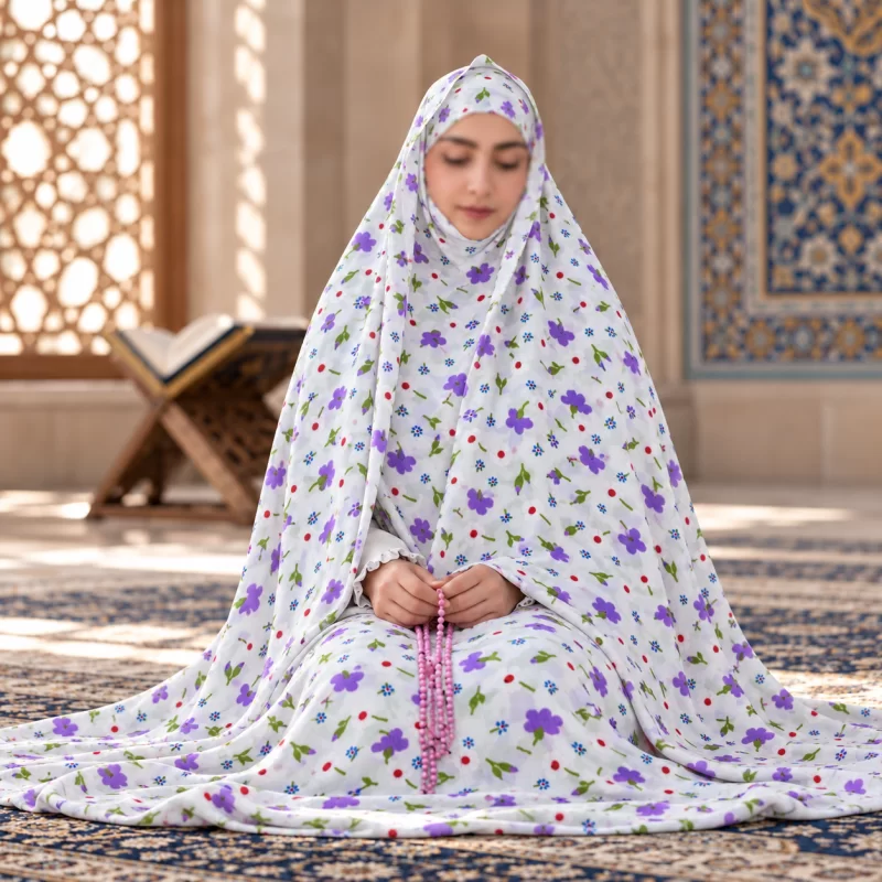 چادر نماز مقنعه سرخود سایز 160 طرح 1
