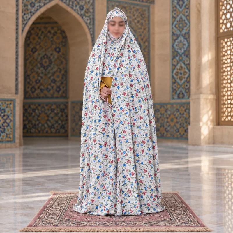 چادر نماز مقنعه سرخود سایز 160 طرح 2