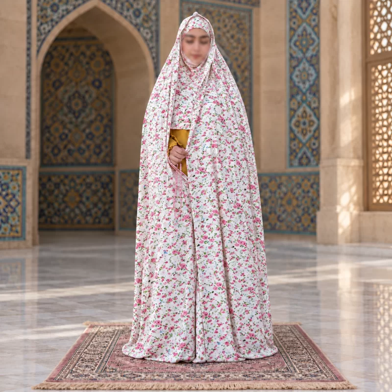 چادر نماز مقنعه سرخود سایز 170 طرح 3