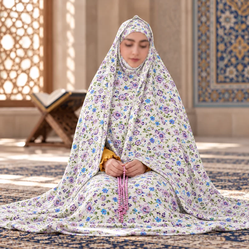 چادر نماز مقنعه سرخود سایز 160 طرح 4