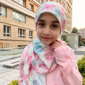 روسری دخترانه حریر طرح ثمین