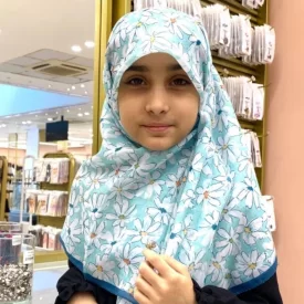 روسری حریر طرح شکوفه آبی