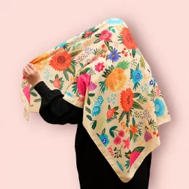 روسری نخی باغ بهشت زرد