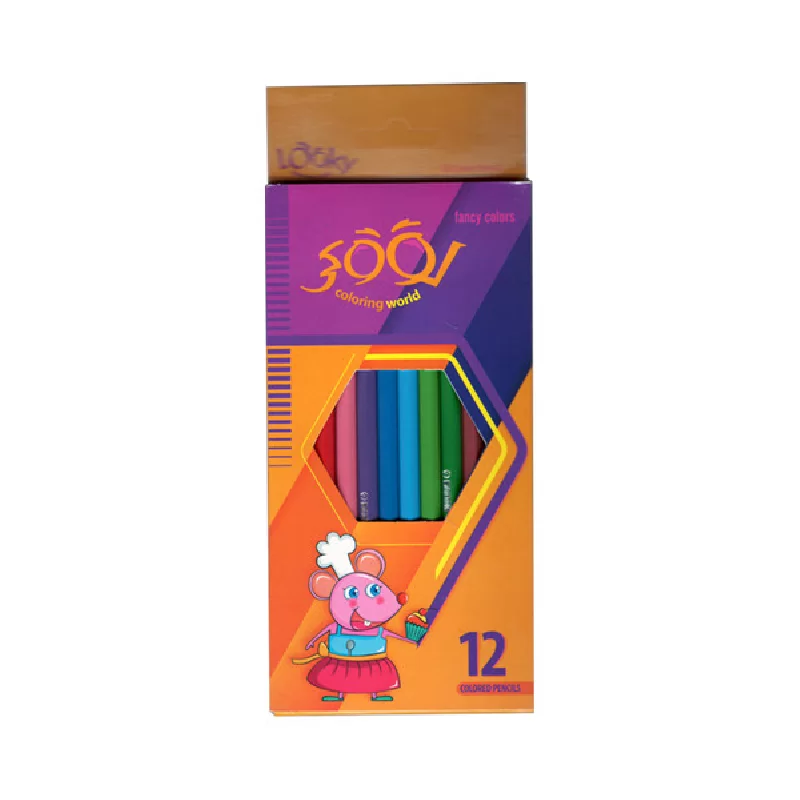 مداد ۱۲ رنگ مقوایی لوکی در 4 طرح مختلف