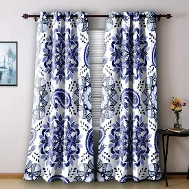 پرده چاپی طرح گل آبی مدل curtain628