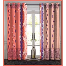 پرده چاپی طرح لوزی دو رنگ مدل curtain612