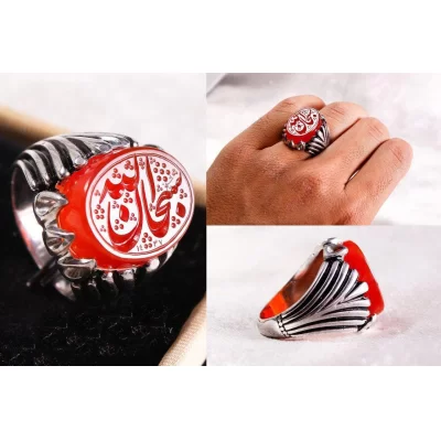 انگشتر عقیق سرخ آبدار