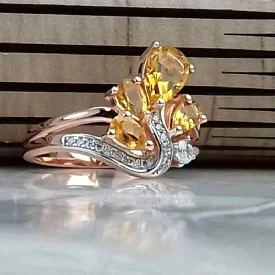 انگشتر زنانه جواهری سنگ اصلی سیترین اصلی