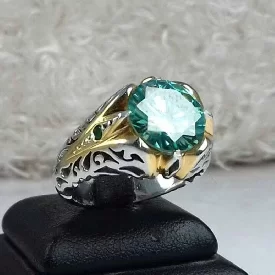 انگشتر موزونایت سبز الماس روسی زیبا
