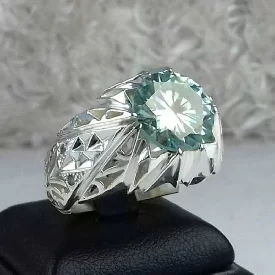 انگشتر موزانایت سبز الماس روسی درجه یک