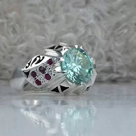 انگشتر موزانایت سبز الماس روسی زیبا اصلی