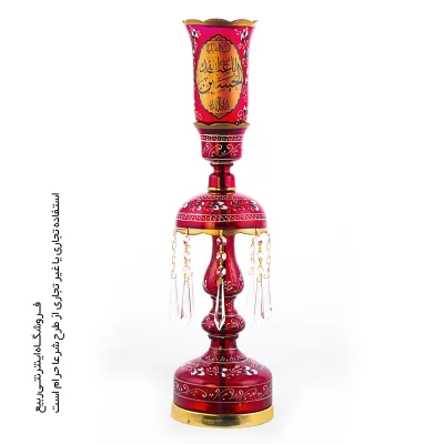 لاله شمعدانی حرمی با ذکر السلام علیک یا اباعبدالله الحسین (ع) رنگ قرمز (یک جفت)