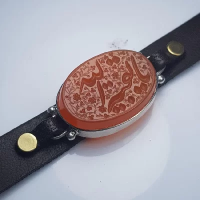 دستبند چرم اصل منقش به  یا بقیه الله(عج)