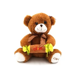 عروسک پولیشی خرس شکلات به دست