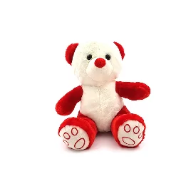 عروسک پولیشی خرس قرمز سفید کف پا پنجه