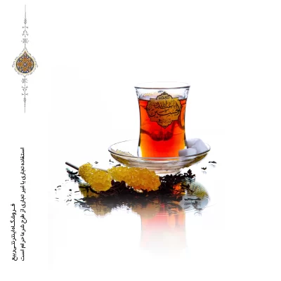 پک استکان کمر باریک و نعلبکی بلور با ذکر السلام علیک یا اباعبدالله الحسین الشهید (وسایل چایخانه هیئت)