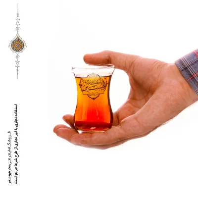 پک استکان کمر باریک و نعلبکی بلور با ذکر السلام علیک یا اباعبدالله الحسین الشهید