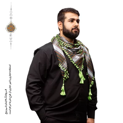چفیه عربی رنگ سبز روشن زمینه مشکی