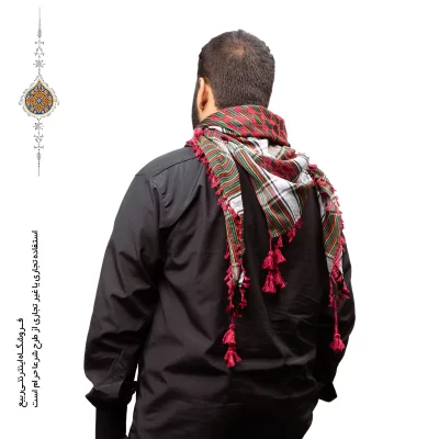 چفیه عربی رنگ زرشکی زمینه مشکی