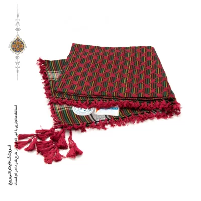 چفیه عربی رنگ زرشکی زمینه مشکی