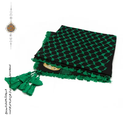 چفیه عربی رنگ سبز زمینه مشکی