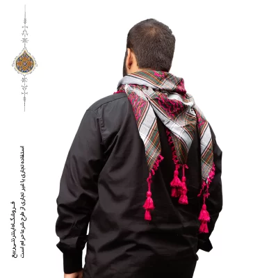 چفیه عربی رنگ سرخابی زمینه مشکی