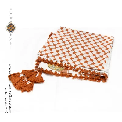 چفیه عربی رنگ نارنجی زمینه سفید