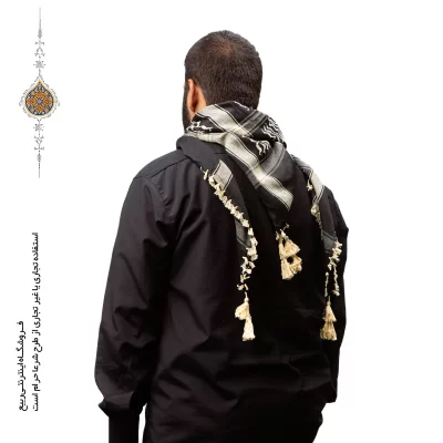 چفیه عربی رنگ شیری زمینه مشکی