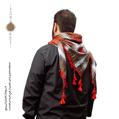 چفیه عربی رنگ قرمز زمینه مشکی