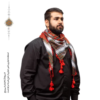 چفیه عربی رنگ قرمز زمینه مشکی