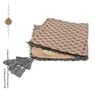چفیه عربی رنگ طوسی زمینه گلبهی