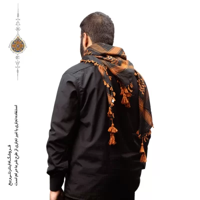 چفیه عربی رنگ نارنجی زمینه مشکی