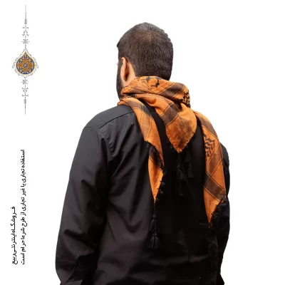 چفیه عربی رنگ مشکی زمینه نارنجی