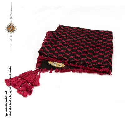 چفیه عربی رنگ یاقوتی زمینه مشکی