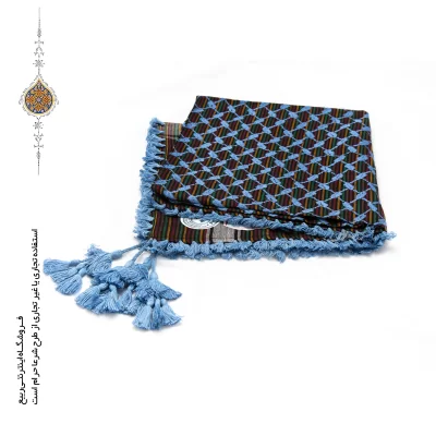 چفیه عربی رنگ آبی روشن زمینه مشکی