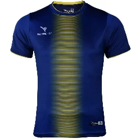 تی شرت آستین کوتاه یقه گرد ورزشی مردانه مدل TS-130 رنگ آبی و زرد
