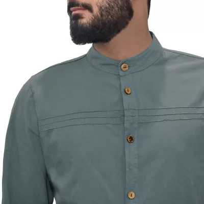پیراهن الیافی تمام دکمه رنگ طوسی