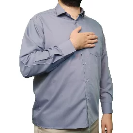 پیراهن یقه معمولی کلاسیک رنگ طوسی