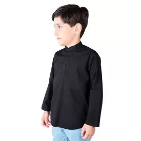 پیراهن مشکی پسرانه آستین بلند یقه دیپلمات