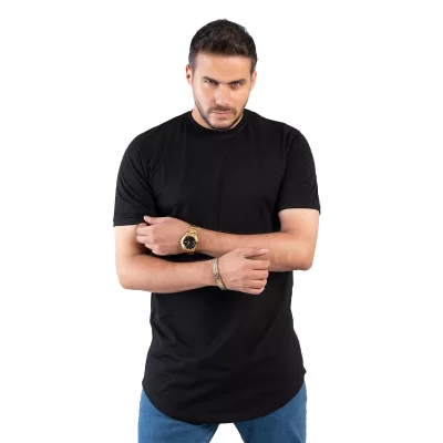 تیشرت مشکی مردانه آستین کوتاه کد TS22059